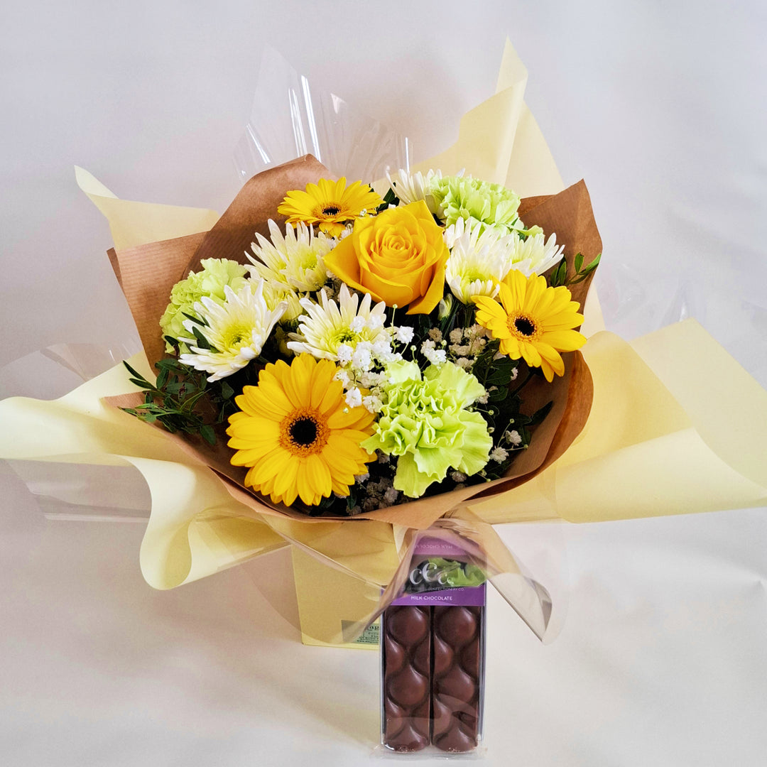 Simply Yellow Bouquet & Chocolate Bar Combo