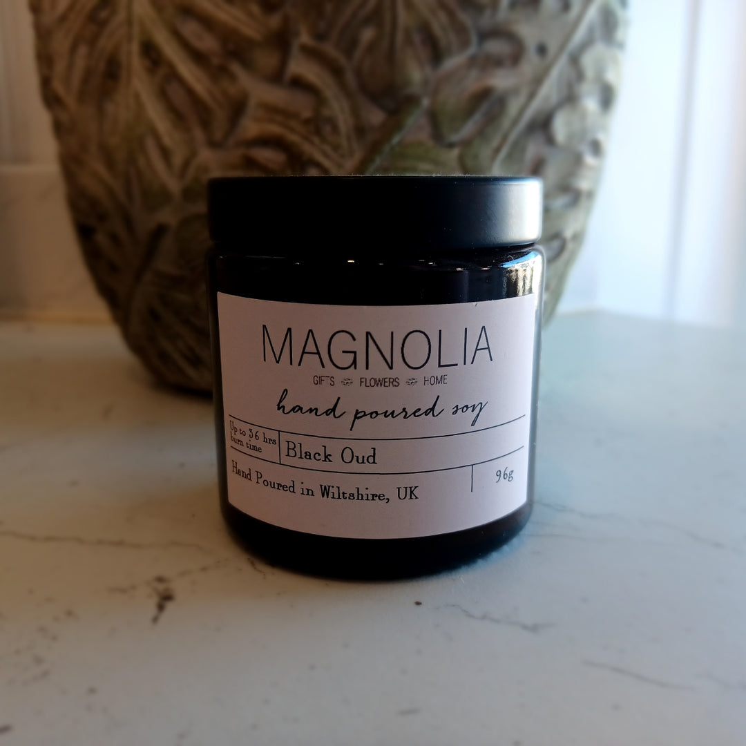 Magnolia the Florist Branded Black Oud Soy Scented Candle 96g