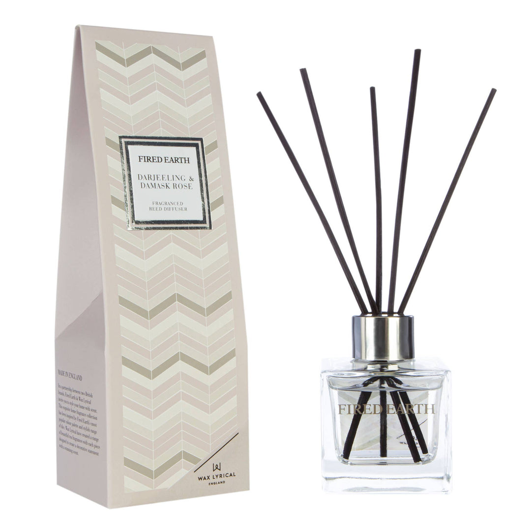 Fired Earth Reed Diffuser 100ml, Darjeeling & Damask Rose