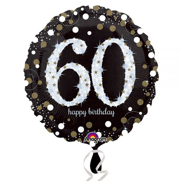 60th Birthday Balloon - Magnolia the Florist This eye‑catching balloon measures approximately 18 inches and comes inflated with helium, complete with a ribbon and a sturdy balloon weight, ready to display or gift the moment it arrives. Please note: designs will vary, and the image shown is an example. Each balloon is chosen to suit the occasion, ensuring a bright, joyful addition to their special 60th birthday.  1