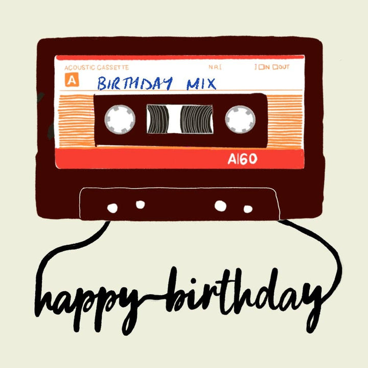 Birthday Mixtape - blank greetings card