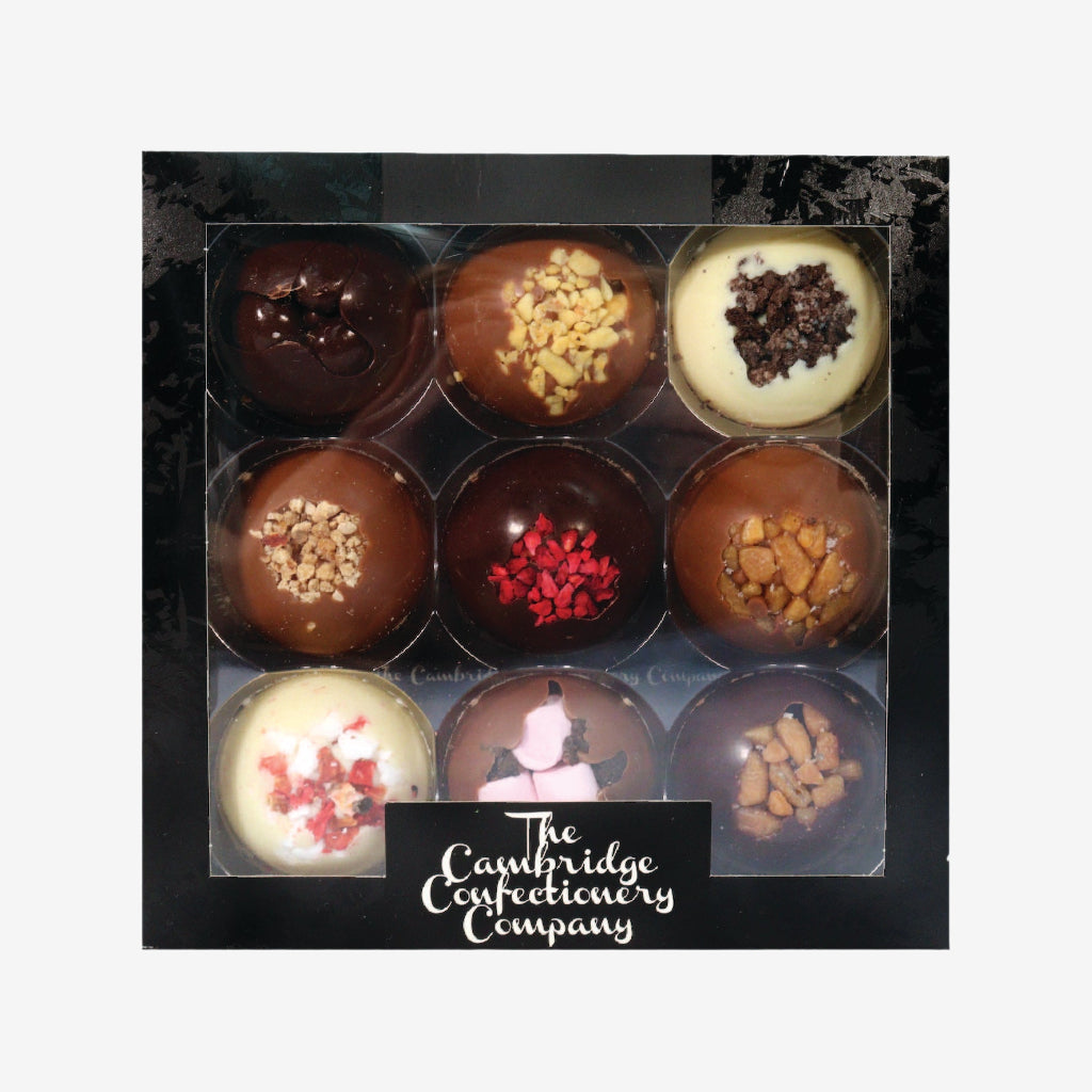 Box of assorted chocolates from The Cambridge Confectionery Company 160g Box of 9 Solid Domes