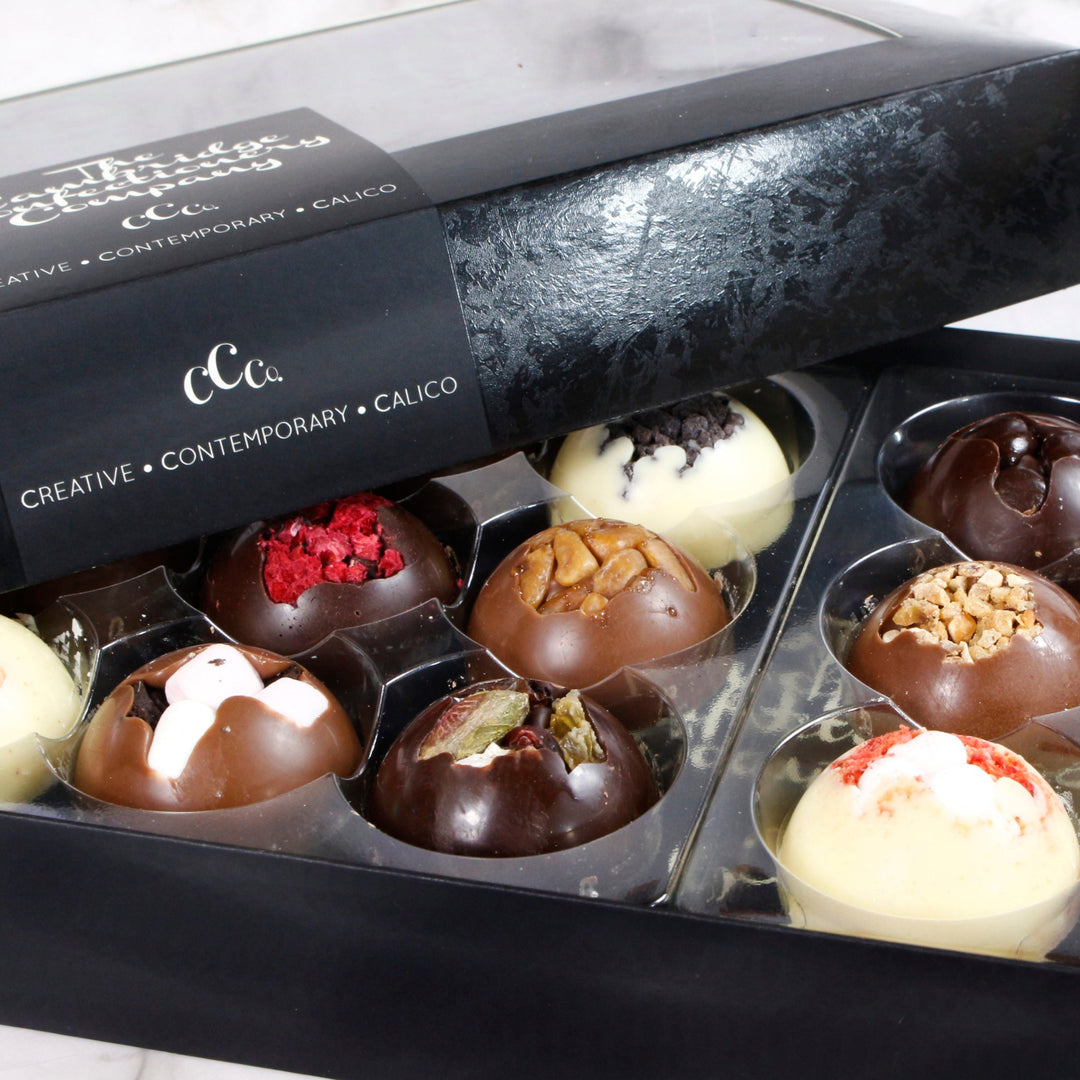 Box of assorted chocolates from The Cambridge Confectionery Company 320g Box of 18 Solid Domes