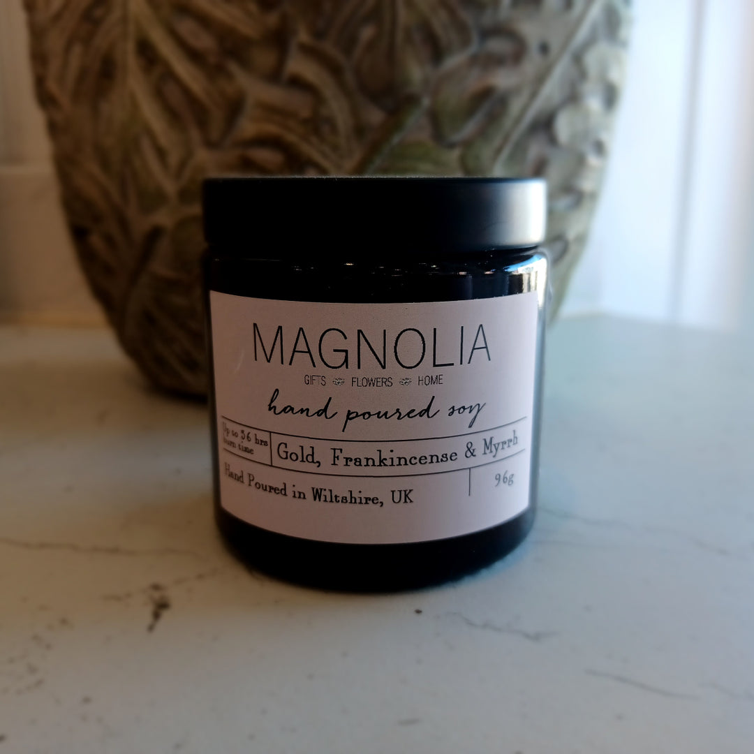 Magnolia the Florist Branded Gold, Frankincense and Myrrh Soy Scented Candle 96g