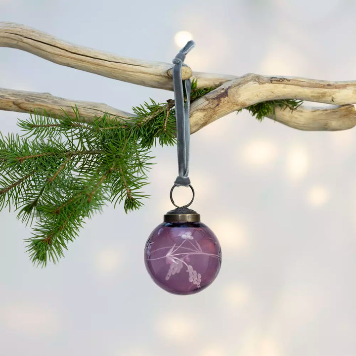 Etched Round Decoration  - Purple - 5cm