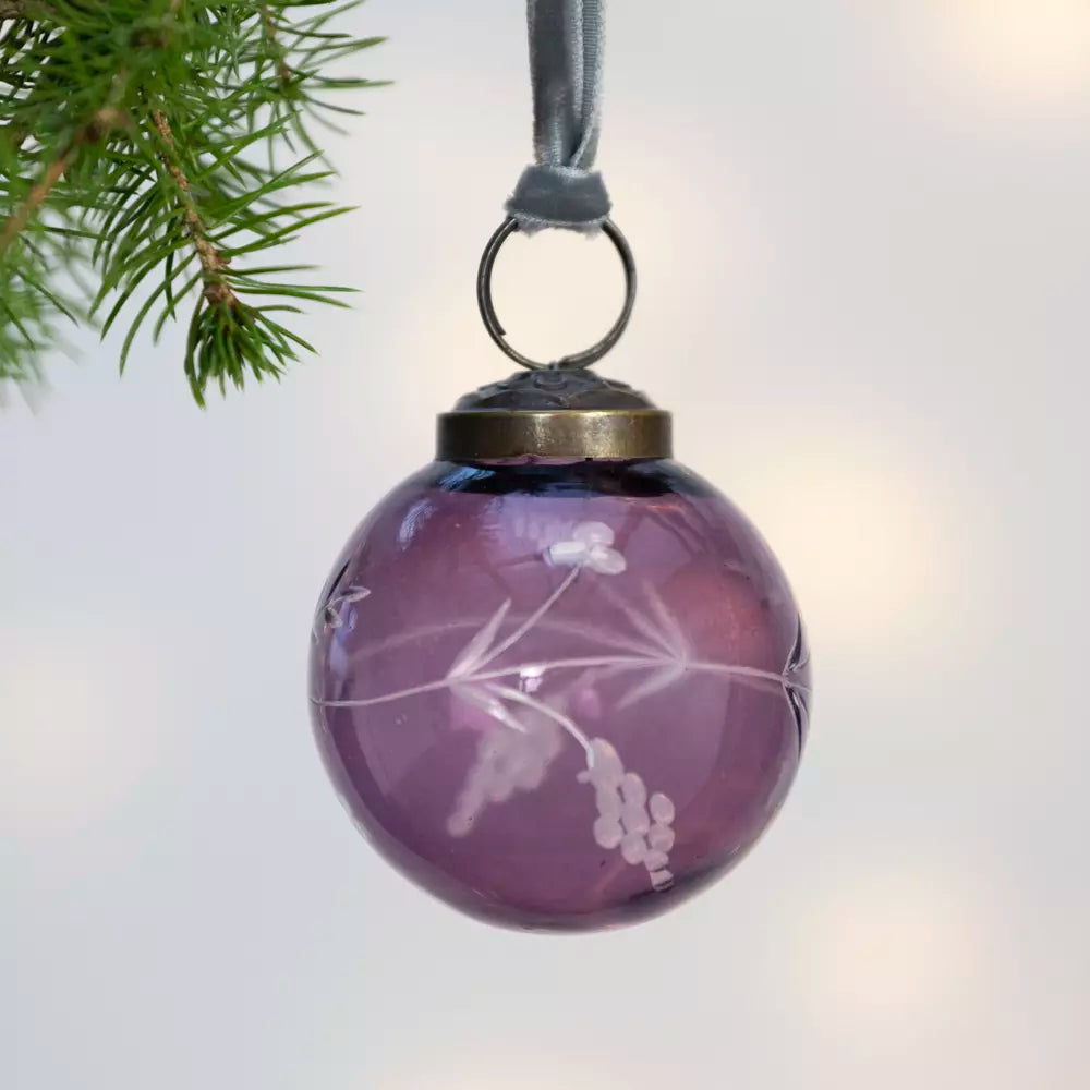 Etched Round Decoration  - Purple - 5cm