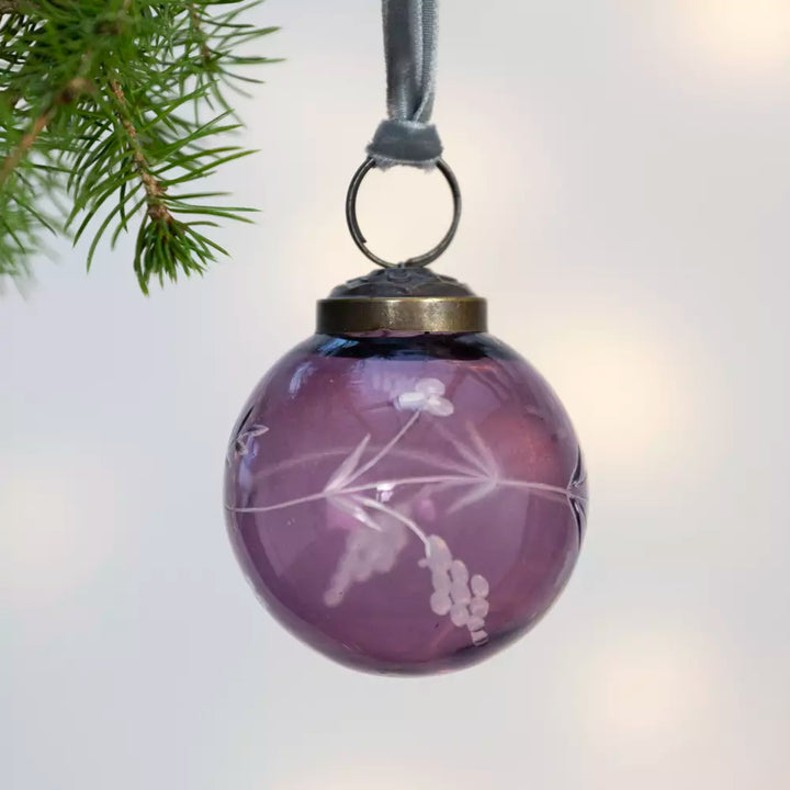 Etched Round Decoration  - Purple - 5cm