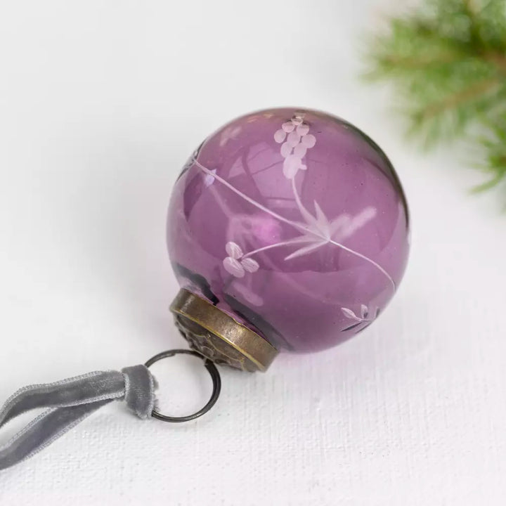Etched Round Decoration  - Purple - 5cm