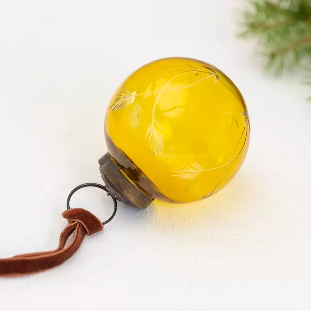 Etched Round Decoration  - Yellow - 5cm