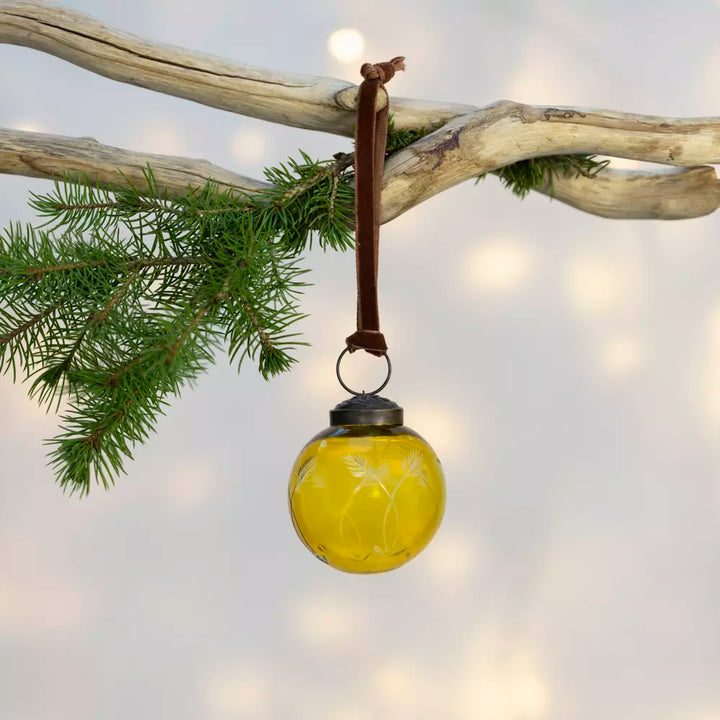 Etched Round Decoration  - Yellow - 5cm