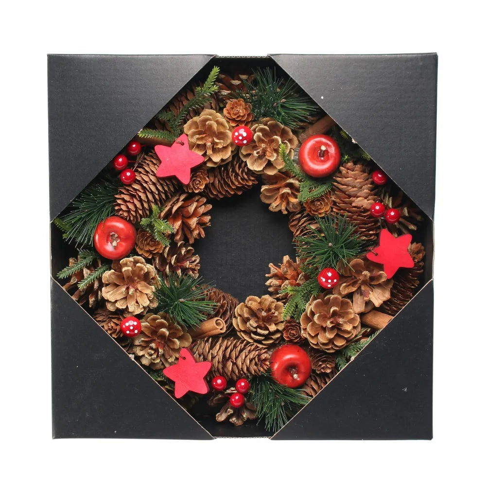 Artificial Wreath Natural & Red Stars