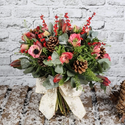 Christmas Bouquet with cones and berries